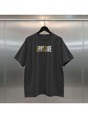 Buzagi Positive Dijital Baskılı Oversize Siyah Tişört