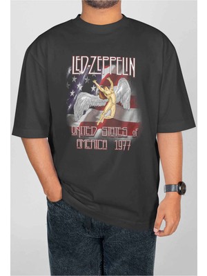 Buzagi LED Zeppelin Dijital Baskı Oversize Unisex Tişört