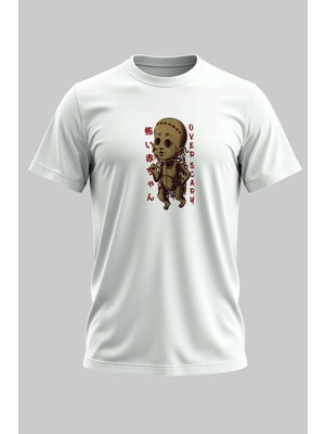 Buzagi Over Scary Dijital Baskı Regular Kalıp Unisex Beyaz T-Shirt