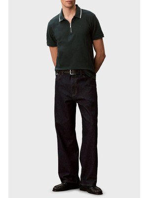 Calvin Klein % 100 Pamuk Regular Fit Yarım Fermuarlı Polo LV04LF214GPZM Erkek Polo LV04LF214G Pzm