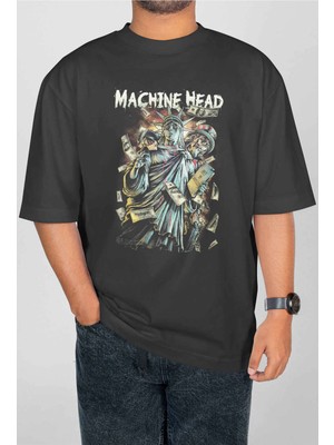 Buzagi Machine Head Dijital Baskı Oversize Unisex Tişört