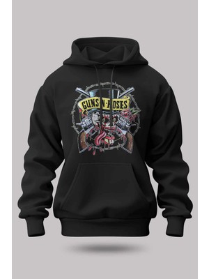 Buzagi Guns'n Roses Oversize Kapüşonlu Unisex Şardonlu Sweatshirt