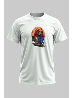 Buzagi Tiger Dijital Baskı Regular Kalıp Unisex Beyaz T-Shirt