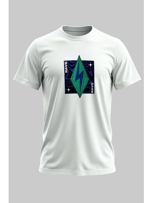 Buzagi Rave Dijital Baskı Regular Kalıp Unisex Beyaz T-Shirt