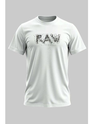 Buzagi Raw Dijital Baskı Regular Kalıp Unisex Beyaz T-Shirt