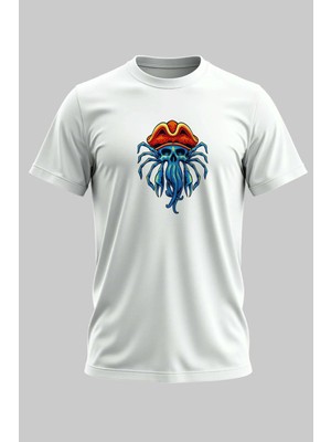 Buzagi Alien Dijital Baskı Regular Kalıp Beyaz Unisex Tişört