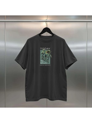 Buzagi Today Dijital Baskı Siyah Beyaz Unisex Oversize Tişört