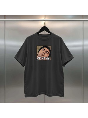 Buzagi Çk Ktym Dijital Baskı Siyah Beyaz Unisex Oversize Tişört