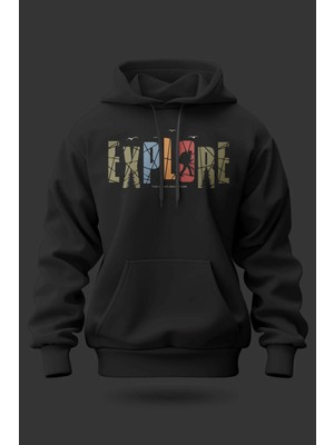Buzagi Explore Oversize Kapüşonlu Unisex Şardonlu Sweatshirt