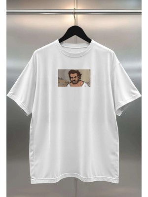 Buzagi Uyanış Dijital Baskı Oversize Beyaz Unisex Tişört