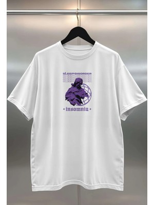 Buzagi Dijital Baskı Oversize Beyaz Unisex Tişört