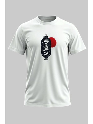Buzagi Ramen Dijital Baskı Regular Kalıp Beyaz Unisex Tişört