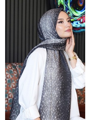 Afvente Ceylan Desen Lacivert Soft Pamuk Şal