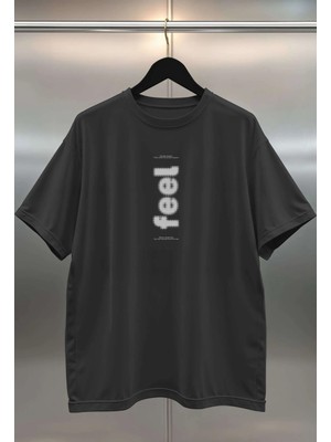 Buzagi Feel Dijital Baskı Siyah Beyaz Unisex Oversize Tişört