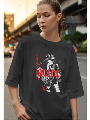 Buzagi Ac/dc Dijital Baskı Oversize Unisex Tişört