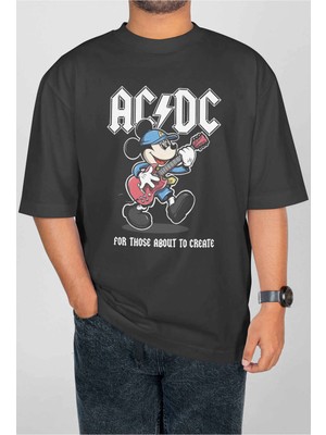 Buzagi Ac/dc Dijital Baskı Oversize Unisex Tişört