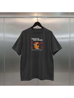 Buzagi Passion Dijital Baskı Siyah Beyaz Unisex Oversize Tişört