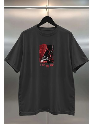 Buzagi Darth Vader Dijital Baskı Siyah Beyaz Unisex Oversize Tişört