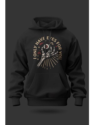 Buzagi Eyes For You Oversize Kapüşonlu Unisex Şardonlu Sweatshirt