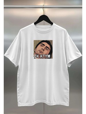 Buzagi Çk Ktym Kurtlar Vadisi Dijital Baskı Oversize Beyaz Unisex Tişört