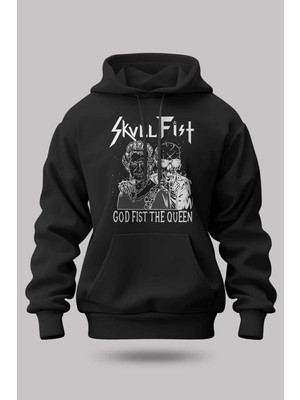 Buzagi Skull Fist Oversize Kapüşonlu Unisex Şardonlu Sweatshirt