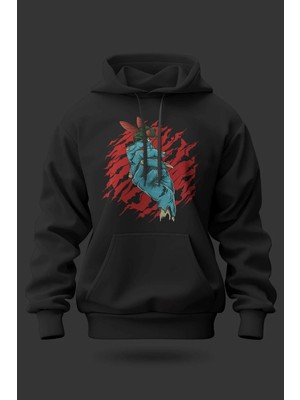 Buzagi Zombie Oversize Kapüşonlu Unisex Şardonlu Sweatshirt