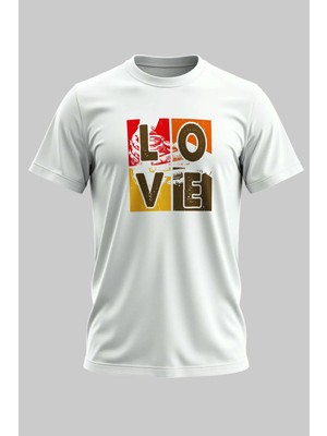 Buzagi Love Dijital Baskı Regular Kalıp Beyaz Unisex Tişört