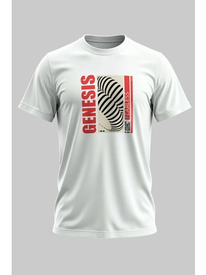 Buzagi Genesis Dijital Baskı Regular Kalıp Beyaz Unisex Tişört
