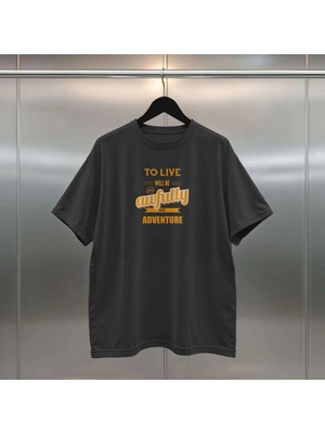 Buzagi Motivasyonel Renkli Oversize Dijital Baskılı Siyah Tişört