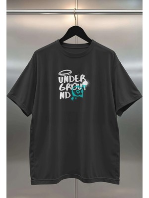 Buzagi Underground Dijital Baskı Siyah Beyaz Unisex Oversize Tişört