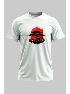 Buzagi Bonsai Dijital Baskı Regular Kalıp Beyaz Unisex Tişört
