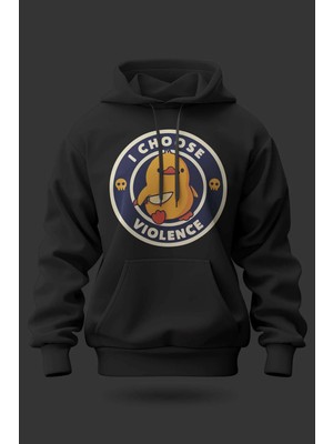 Buzagi I Choose Violence Oversize Kapüşonlu Unisex Şardonlu Sweatshirt