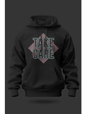 Buzagi Take Care Oversize Kapüşonlu Unisex Şardonlu Sweatshirt