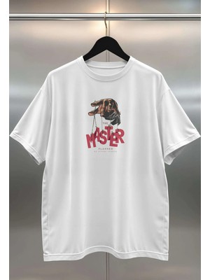 Buzagi The Master Dijital Baskı Oversize Unisex Beyaz T-Shirt
