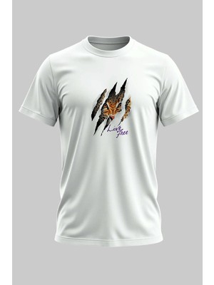 Buzagi Live Free Dijital Baskı Regular Kalıp Beyaz Unisex Tişört