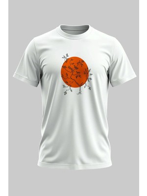 Buzagi Japan Sun Dijital Baskı Regular Kalıp Beyaz Unisex Tişört