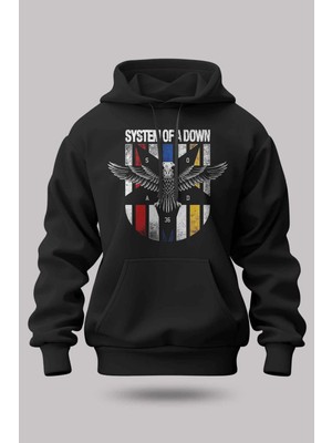 Buzagi System Of A Down Oversize Kapüşonlu Unisex Şardonlu Sweatshirt