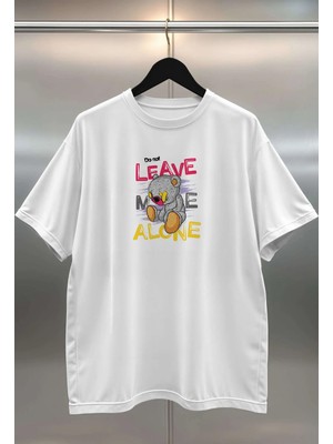 Buzagi Organik Pamuk Dijital Baskılı Oversize Beyaz Tişört