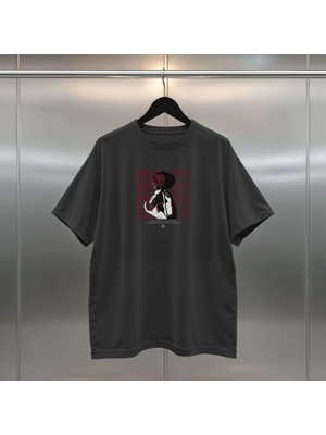 Buzagi Beauty Dijital Baskı Siyah Beyaz Unisex Oversize Tişört