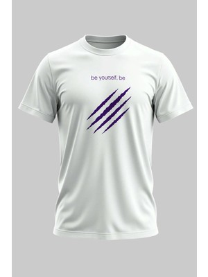 Buzagi Be Yourself Dijital Baskı Regular Kalıp Beyaz Unisex Tişört