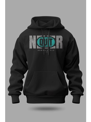 Buzagi Never Quit Oversize Kapüşonlu Unisex Şardonlu Sweatshirt
