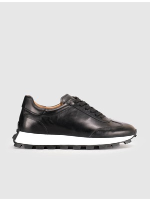 Cabani Hakiki Deri Siyah Kadın Sneaker