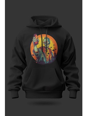 Buzagi Zombie Oversize Kapüşonlu Unisex Şardonlu Sweatshirt