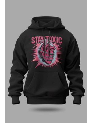 Buzagi Stay Toxic Oversize Kapüşonlu Unisex Şardonlu Sweatshirt