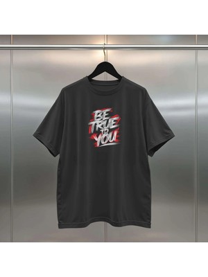 Buzagi Be True Dijital Baskı Siyah Beyaz Unisex Oversize Tişört