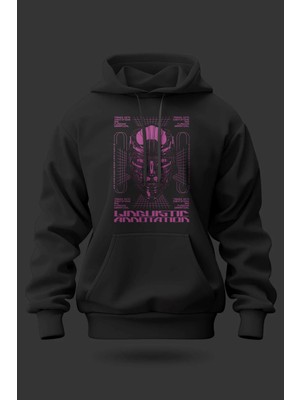 Buzagi Linguistic Oversize Kapüşonlu Unisex Şardonlu Sweatshirt