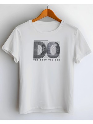 Buzagi Best You Can Dijital Baskı Regular Kalıp Beyaz Unisex Tişört