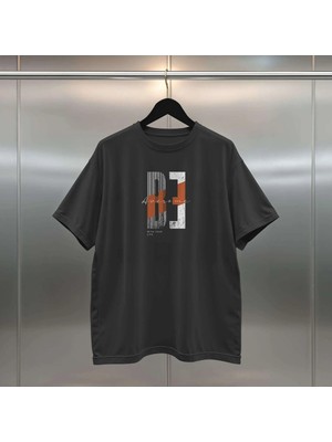 Buzagi Be Awesome Dijital Baskı Siyah Beyaz Unisex Oversize Tişört