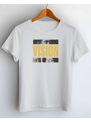 Buzagi Vision Dijital Baskı Regular Kalıp Beyaz Unisex Tişört