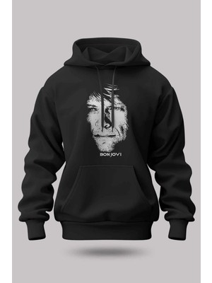 Buzagi Bon Jovi Oversize Kapüşonlu Unisex Şardonlu Sweatshirt